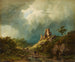 Voyageurs passant devant un château en ruines dans un paysage orageux - Barend Cornelis Koekkoek — artwork view
