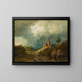 Voyageurs passant devant un château en ruines dans un paysage orageux - Barend Cornelis Koekkoek — framed artwork on a wall