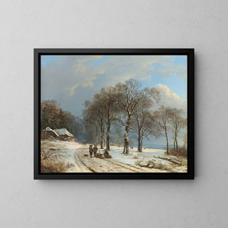Winter Landscape Painting - Barend Cornelis Koekkoek — framed artwork on a wall