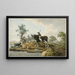 Peasants with young bull and other livestock by the water - Barend Hendrik Thier — framed artwork on a wall