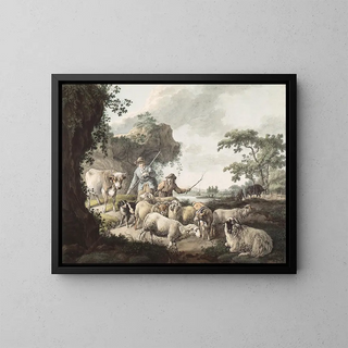 Bergers with Livestock - Barend Hendrik Thier — framed artwork on a wall