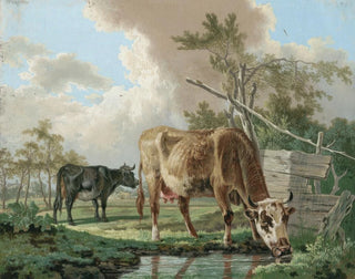Two cows near a pond - Barend Hendrik Thier — artwork view