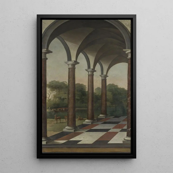 Colonnade donnant sur un parc - Barent Fabritius — framed artwork on a wall