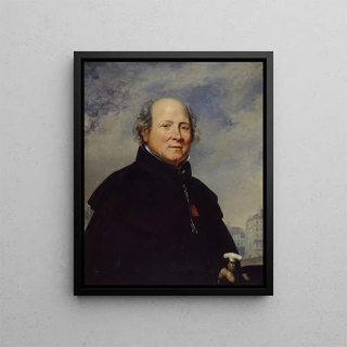 Portrait Painting of Edme Champion aka the man with the small blue coat 1764-1852 philanthropist - Baron Charles de Steuben — framed artwork on a wall