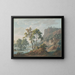 River landscape painting with castles and fishermen - Baron Louis Albert Guillain Bacler d'Albe — framed artwork on a wall