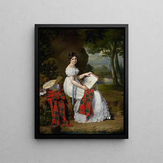 Woman drawing a landscape - Barthélemy Vieillevoye — framed artwork on a wall