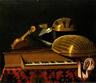Still life with musical instruments and books - Bartolomeo Bettera — artwork view