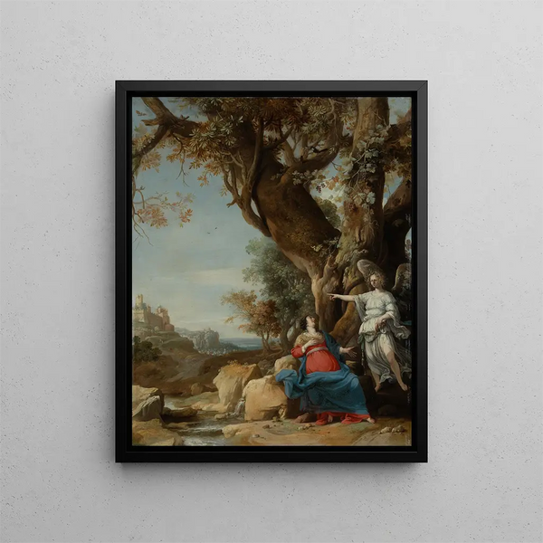 Agar and the Angel - Bartholomeus Breenbergh — framed artwork on a wall