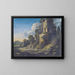 Landscape painting in italics with buildings and a shepherd playing the flute - Bartholomeus Breenbergh — framed artwork on a wall