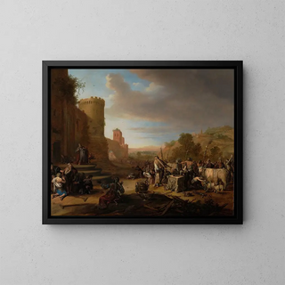 Saints Paul and Barnabas at Lystra - Bartholomeus Breenbergh — framed artwork on a wall