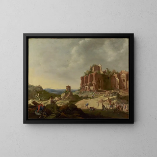 The stoning of Saint Stephen - Bartholomeus Breenbergh — framed artwork on a wall