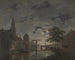 Dutch cityscape painting in moonlight - Bartholomeus Johannes van Hove — artwork view