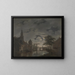Dutch cityscape painting in moonlight - Bartholomeus Johannes van Hove — framed artwork on a wall