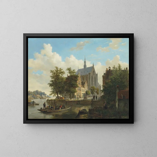 Ferry crossing in Haarlem - Bartholomeus Johannes van Hove — framed artwork on a wall