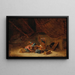 Interior tavern scene with peasants fighting - Bartholomeus Molenaer — framed artwork on a wall