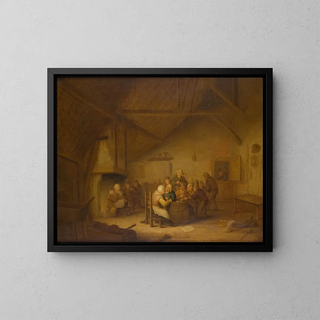 Peasants in the Tavern - Bartholomeus Molenaer — framed artwork on a wall