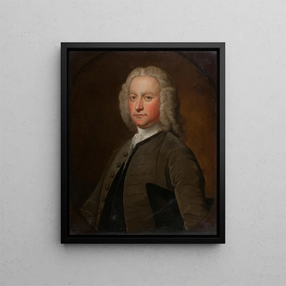 Portrait of a man wearing a lace tie - Bartholomew Dandridge — framed artwork on a wall