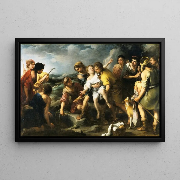 Joseph and His Brothers - Bartolomé Esteban Murillo — framed artwork on a wall