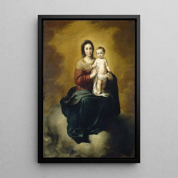Madonna and Child - Bartolomé Esteban Murillo — framed artwork on a wall