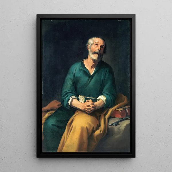 Saint Pierre en pleurs - Bartolomé Esteban Murillo — framed artwork on a wall