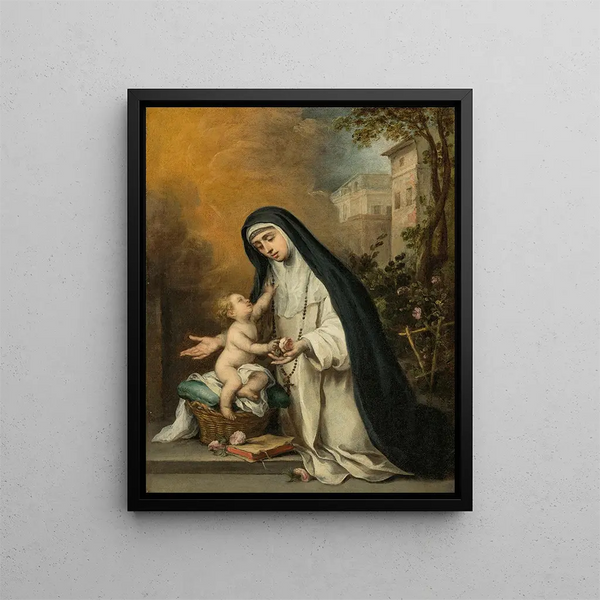 Santa Rosa de Lima - Bartolomé Esteban Murillo — framed artwork on a wall