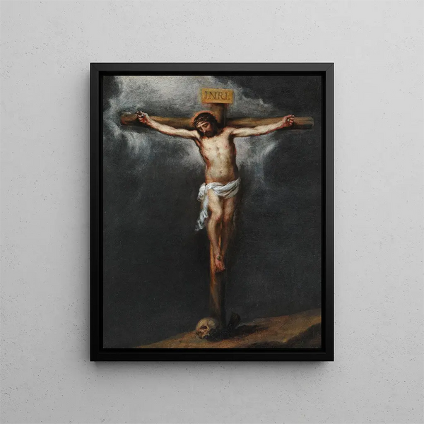 The Crucifixion - Bartolomé Esteban Murillo — framed artwork on a wall