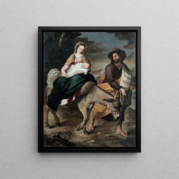 The Flight into Egypt - Bartolomé Esteban Murillo — framed artwork on a wall