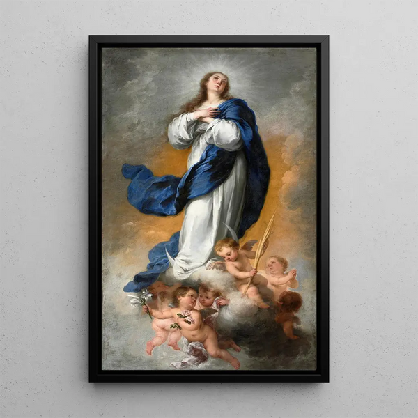 L'Immaculée Conception - Bartolomé Esteban Murillo — framed artwork on a wall