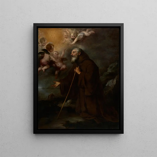La vision de saint François de Paule - Bartolomé Esteban Murillo — framed artwork on a wall
