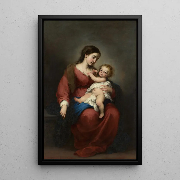 Virgin and Child Painting - Bartolomé Esteban Murillo — framed artwork on a wall