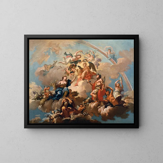 Les Quatre Saisons favorisant Chronos - Bartolomeo Altomonte — framed artwork on a wall