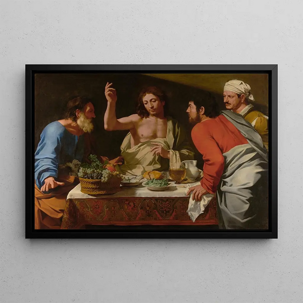 The Supper at Emmaus - Bartolomeo Cavarozzi — framed artwork on a wall