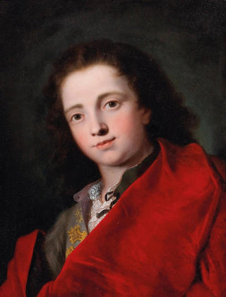 Portrait of a gentleman in bust, dressed in a gray doublet and a red coat - Bartolomeo Nazari — artwork view