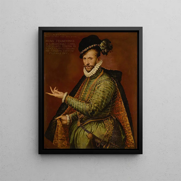 Portrait of Giulio Franchini - Bartolomeo Passarotti — framed artwork on a wall