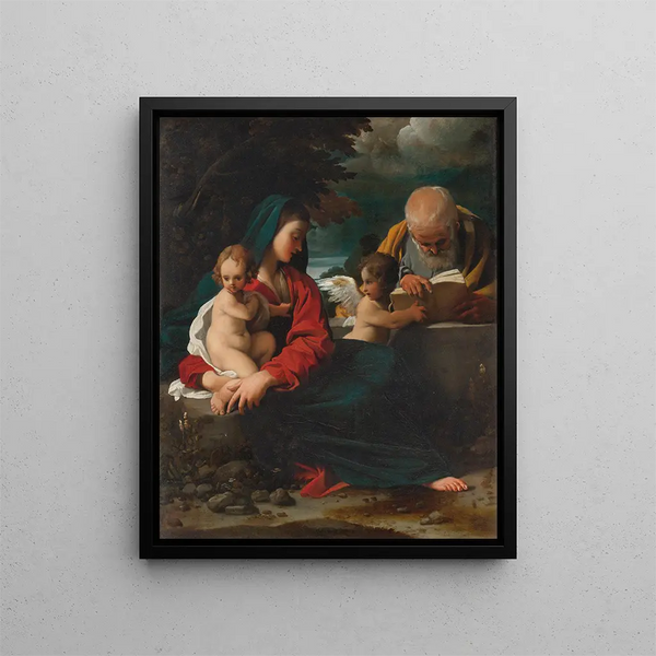 The Rest During the Flight into Egypt - Bartolomeo Schedoni — framed artwork on a wall
