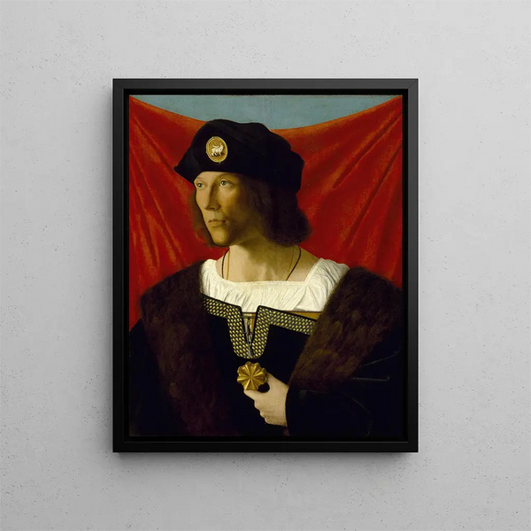 Portrait of a Man - Bartolomeo Veneto — framed artwork on a wall