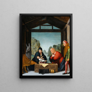 L'Adoration des bergers - Bartolommeo Suardi — framed artwork on a wall