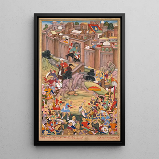 The Siege of Arbela in the time of Hulagu Khan - Basavana — framed artwork on a wall