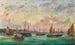 the Steamer with tall masts UNION under the merchant flag of Austria-Hungary among many fishing boats off the coast of Piran, Slovenia - Basilio Ivankovic — artwork view