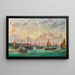 the Steamer with tall masts UNION under the merchant flag of Austria-Hungary among many fishing boats off the coast of Piran, Slovenia - Basilio Ivankovic — framed artwork on a wall