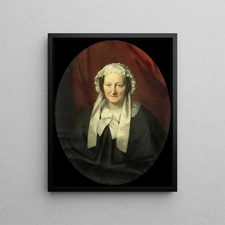 Portrait painting of Johanna Maria Parv, wife of Hendrik André Cornelis Tierens - Bastiaan De Poorter — framed artwork on a wall