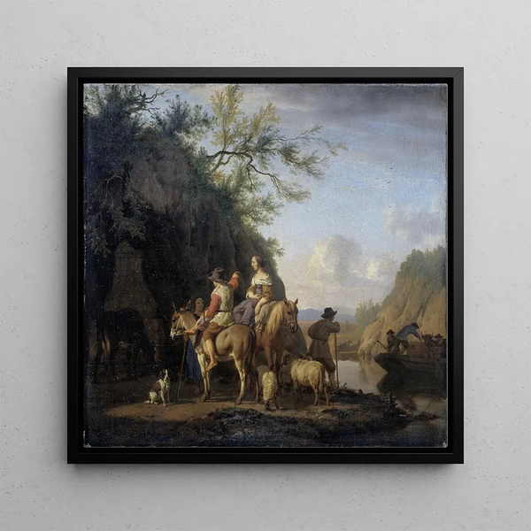 Ferry Boat - Adriaen van de Velde — framed artwork on a wall