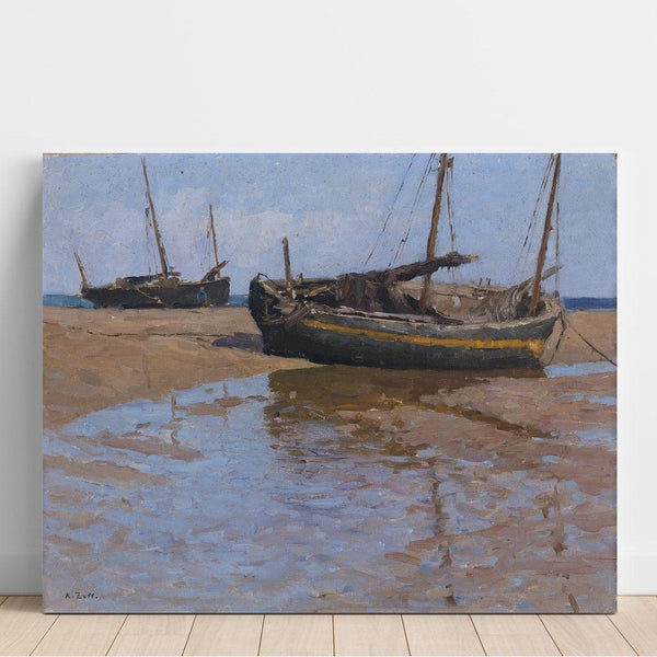 Reproduction of the painting Fishing boats at low tide - Alfred Zoff