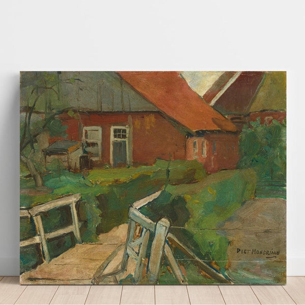 Reproduction of the painting Farm Building Painting with Bridge - Piet Mondrian