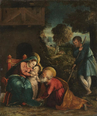 Sainte Famille avec un berger - Battista Dossi — artwork view