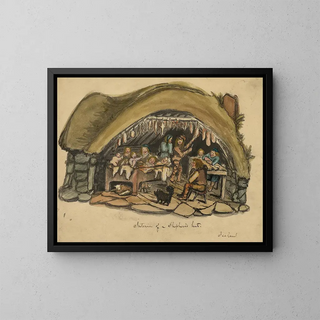 Interior of a shepherd's hut in Iceland - Bayard Taylor — framed artwork on a wall