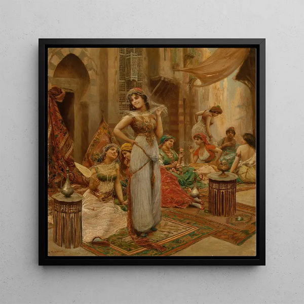 Beautés du harem au marché - Fabio Fabbi — framed artwork on a wall