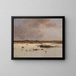 Atmosphere of the evening on a river landscape - Béla Spányi — framed artwork on a wall