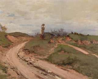 Small Shepherdess Painting - Béla Spányi — artwork view