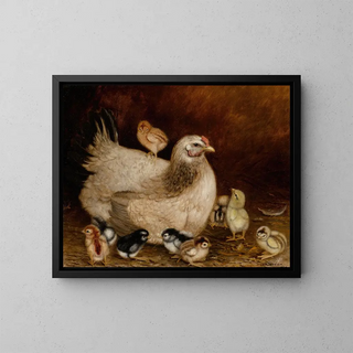 Hen and Chicks - Ben Austrian — framed artwork on a wall